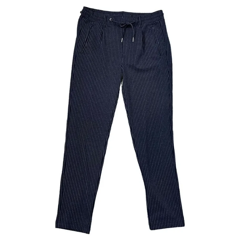Jack & Jones Pants men’s Size 30 Navy Blue White Tapered Vega Pinstripe Trouser